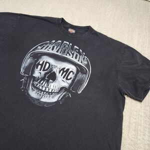 Harley Davidson Shirt Men 2XL Black Skull Deadman Rider Biker MC Grunge Y2K